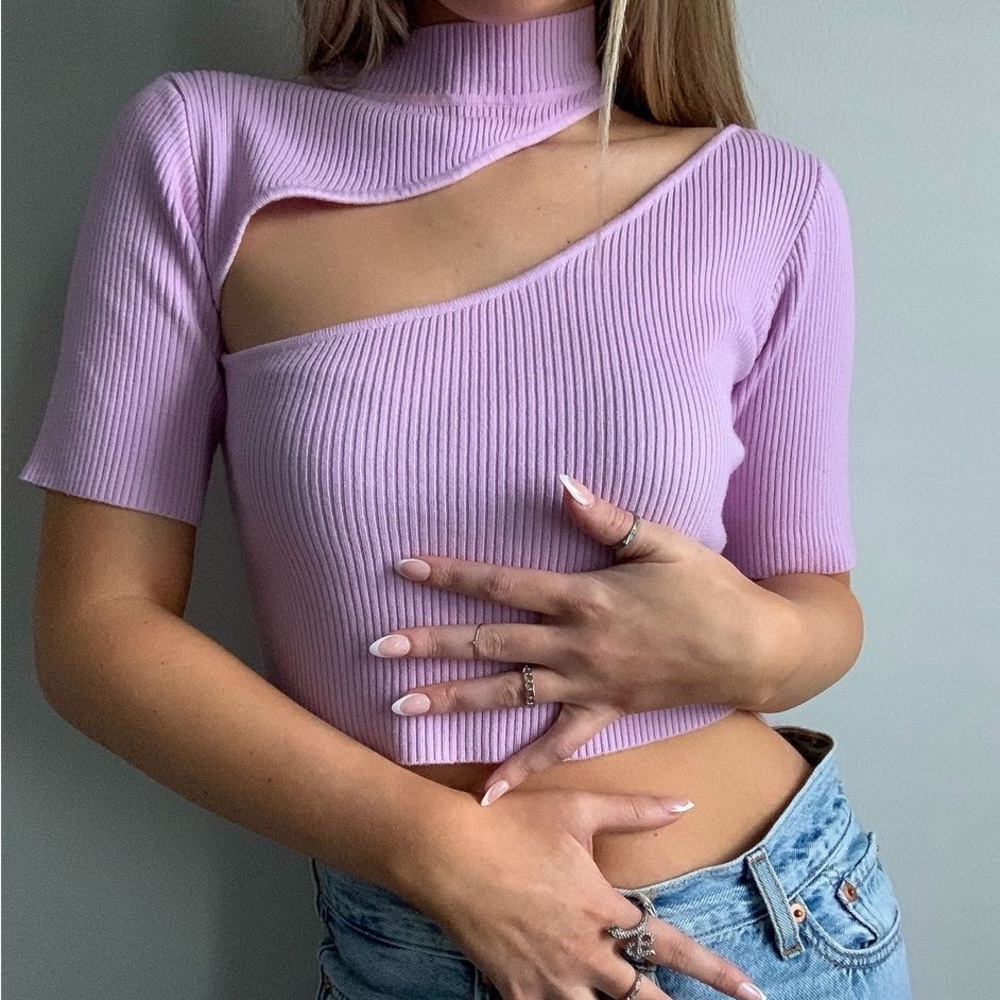 Cutout Shirt Crop Top